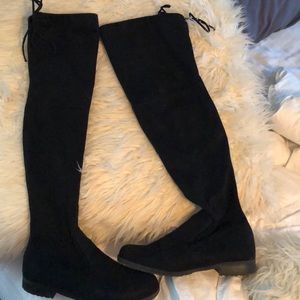 Over the knee black boots